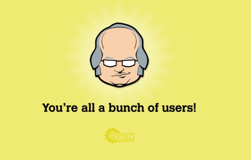 Fond d'écran représentant Jacop Nielsen disant : You're all a bunch of users !